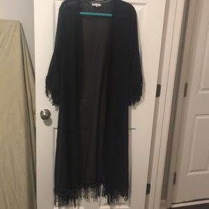 Black sheer long kimono